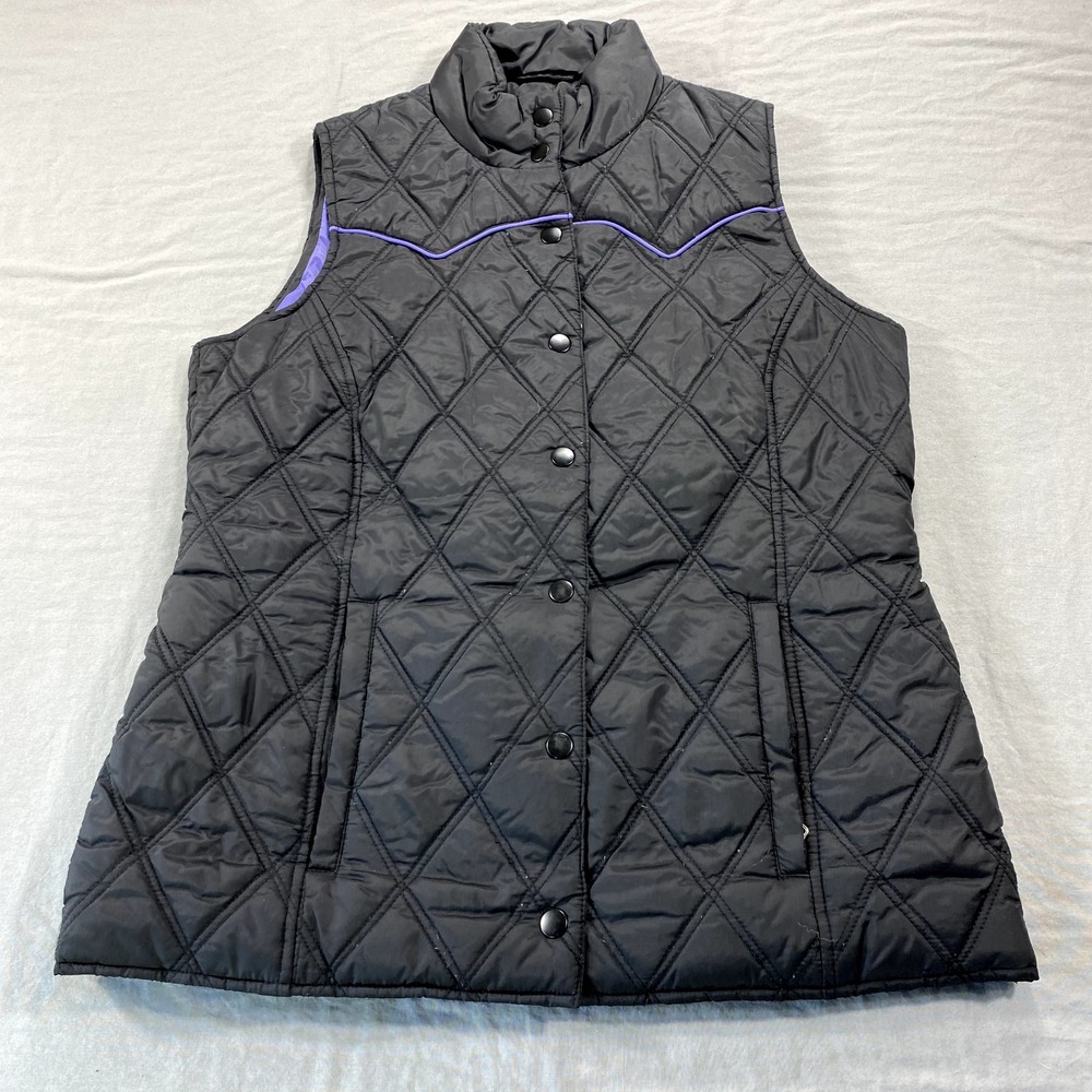 Roper Vest Womens Small Black Puffer Western Snap Button Up Western‎ Quilted